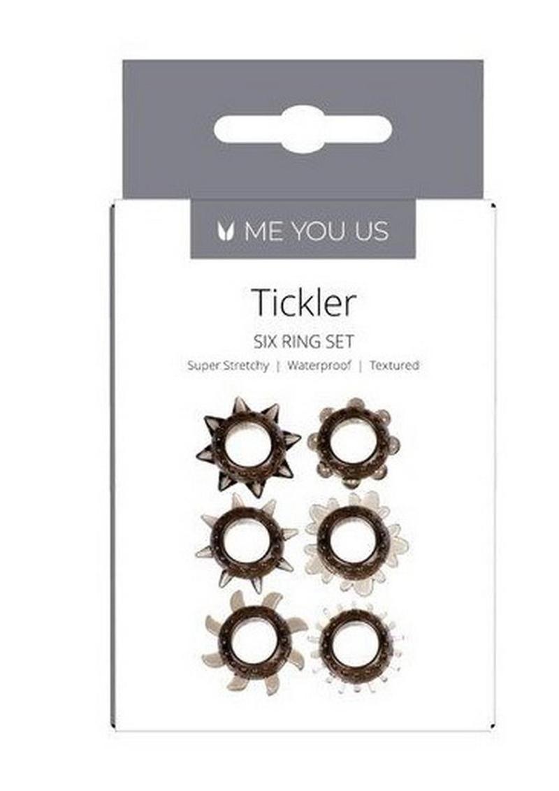 ME YOU US Tickler Ring Set Assorted Textured Cock Rings - Smoke - 6 Pack