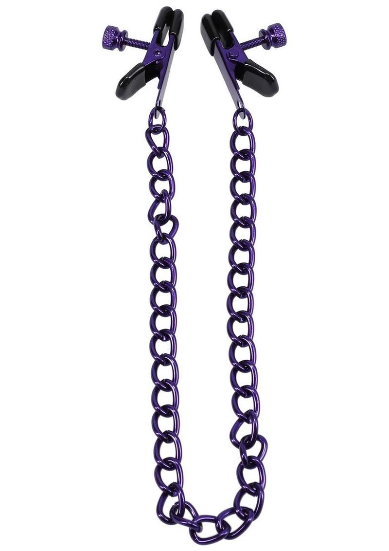 Merci Chained Up Nipple Clamps - Purple