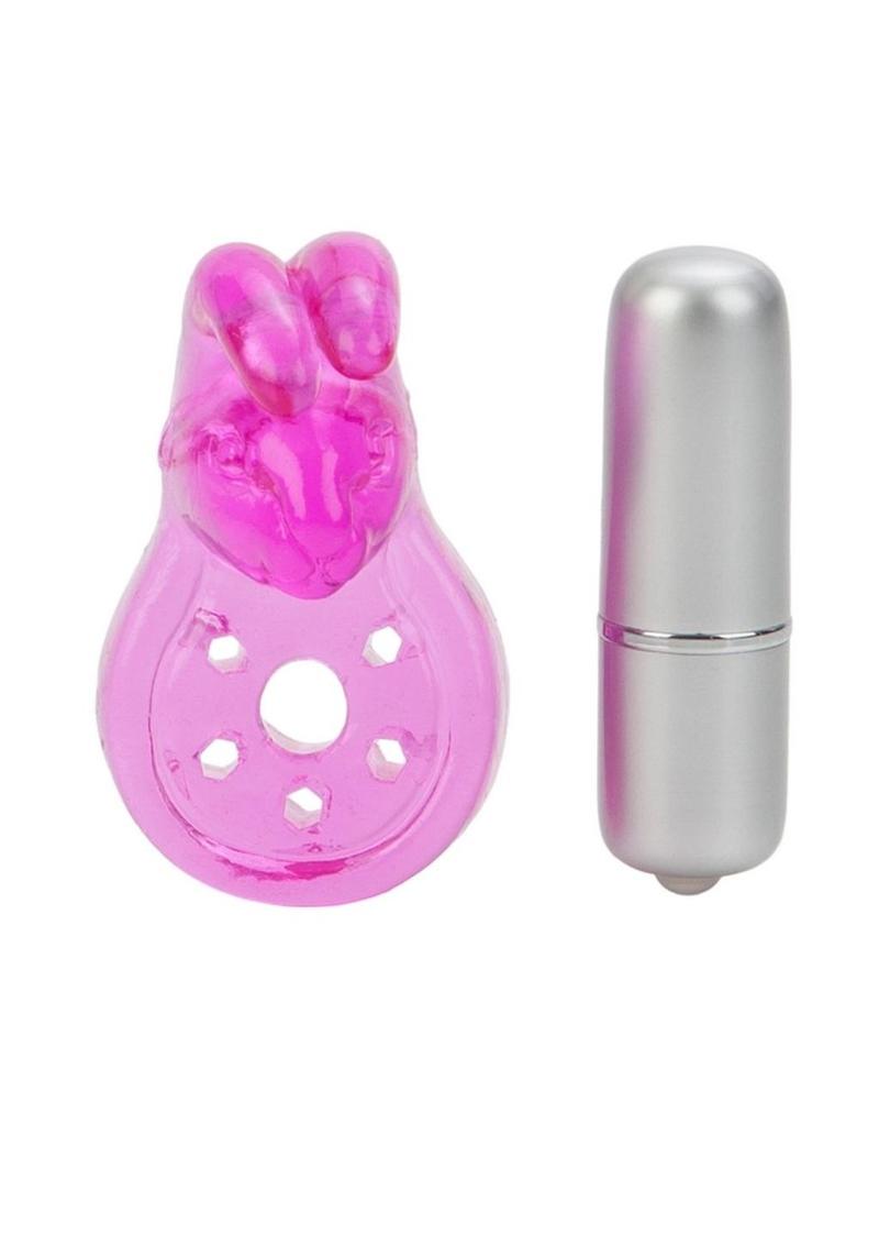 Micro Vibe Arouser Bunny Vibrating Cock Ring - Pink/Purple