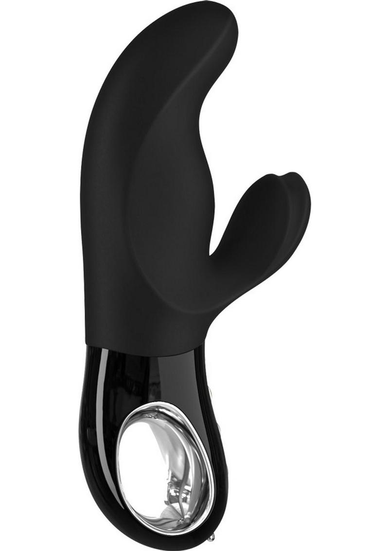 Miss Bi Silicone Vibrator with Clitoral Stimulator - Black