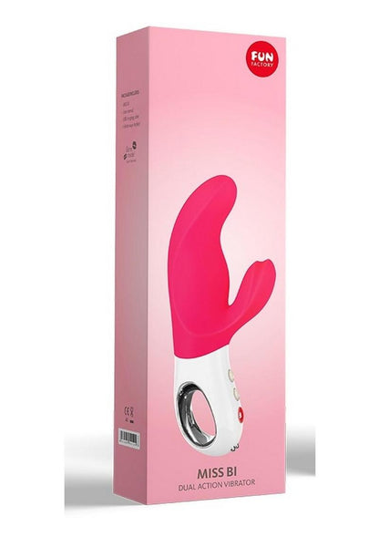 Miss Bi Silicone Vibrator with Clitoral Stimulator - Pink