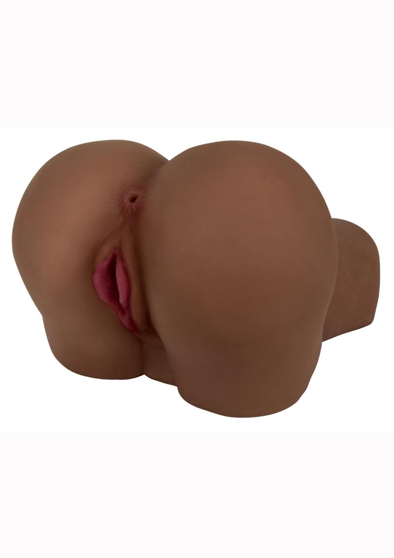 Mistress Paris Vibrating Bioskin Doggie Style Stroker - Pussy and Ass - Chocolate