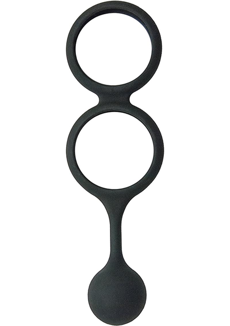 My Cock Ring Scrotum Ring with Weighted Ball Banger Silicone Cock Ring - Black