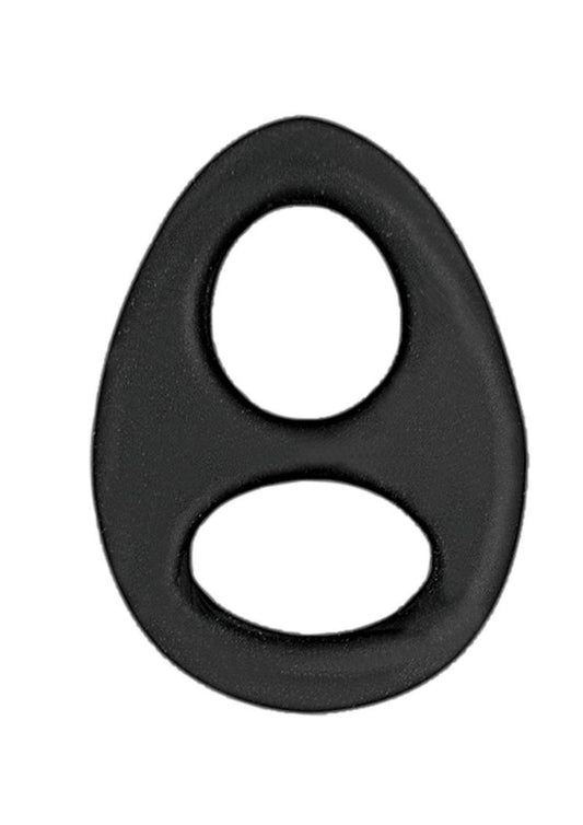 My Cockring Double Ring Silicone Cock and Scrotum Ring - Black