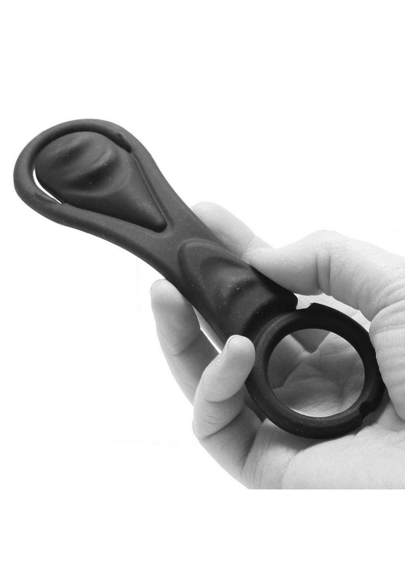 My Cockring Ribbed Shaft Silicone Cock Ring - Black