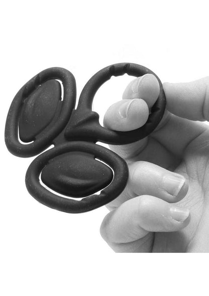 My Cockring The Triad Silicone Cock Ring and Ball Cinch - Black