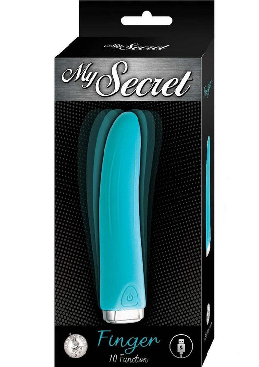 My Secret Finger Rechargeable Silicone Vibrator - Aqua/Blue