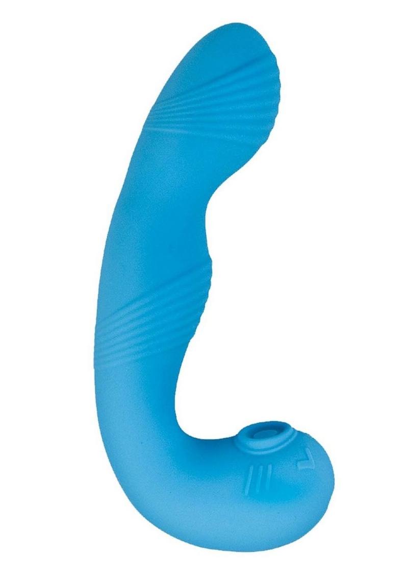 My Secret G-Spot Rechargeable Silicone Vibrator with Clitoral Stimulator - Blue