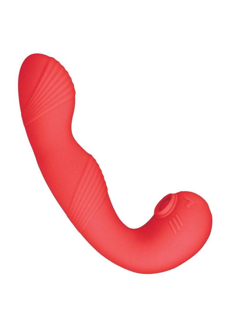 My Secret G-Spot Rechargeable Silicone Vibrator with Clitoral Stimulator - Red