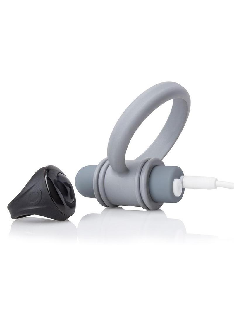 My Secret USB Rechargeable Vibrating Silicone Cock Ring Set For Him Waterproof - Grey