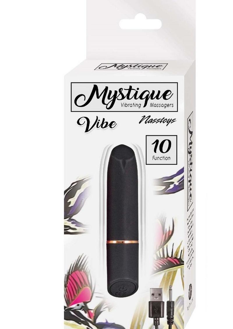 Mystique Vibrating Massagers Rechargeable Silicone Vibrator - Black