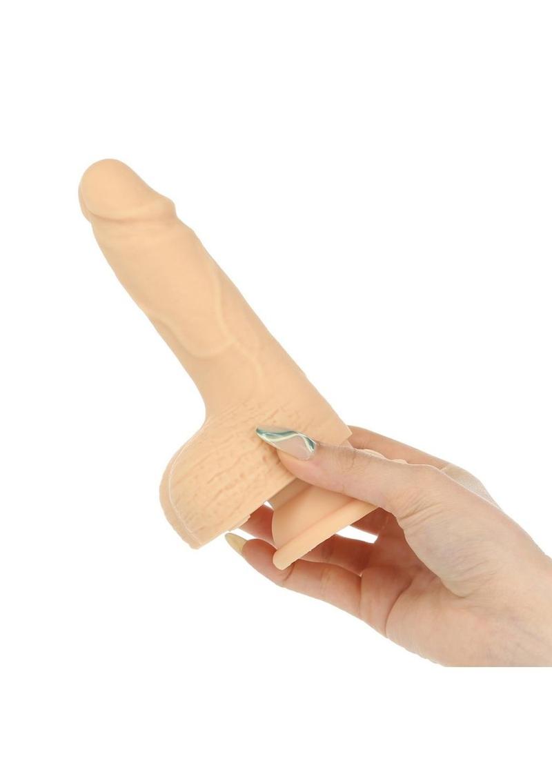 Naked Addiction Silicone Rechargeable Thrusting Dildo with Remote Control - Vanilla - 6.5in