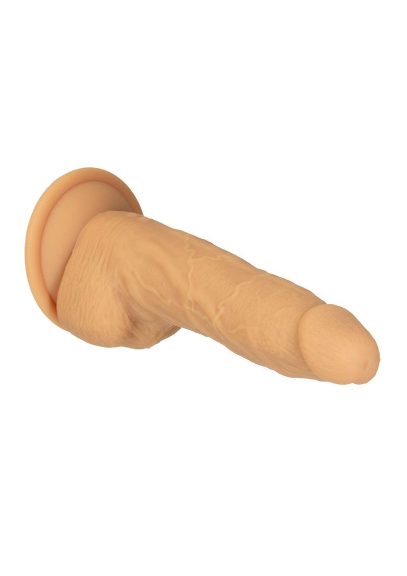 Naked Addiction Silicone Rechargeable Vibrating and Rotating Dildo with Remote Control - Caramel - 8in