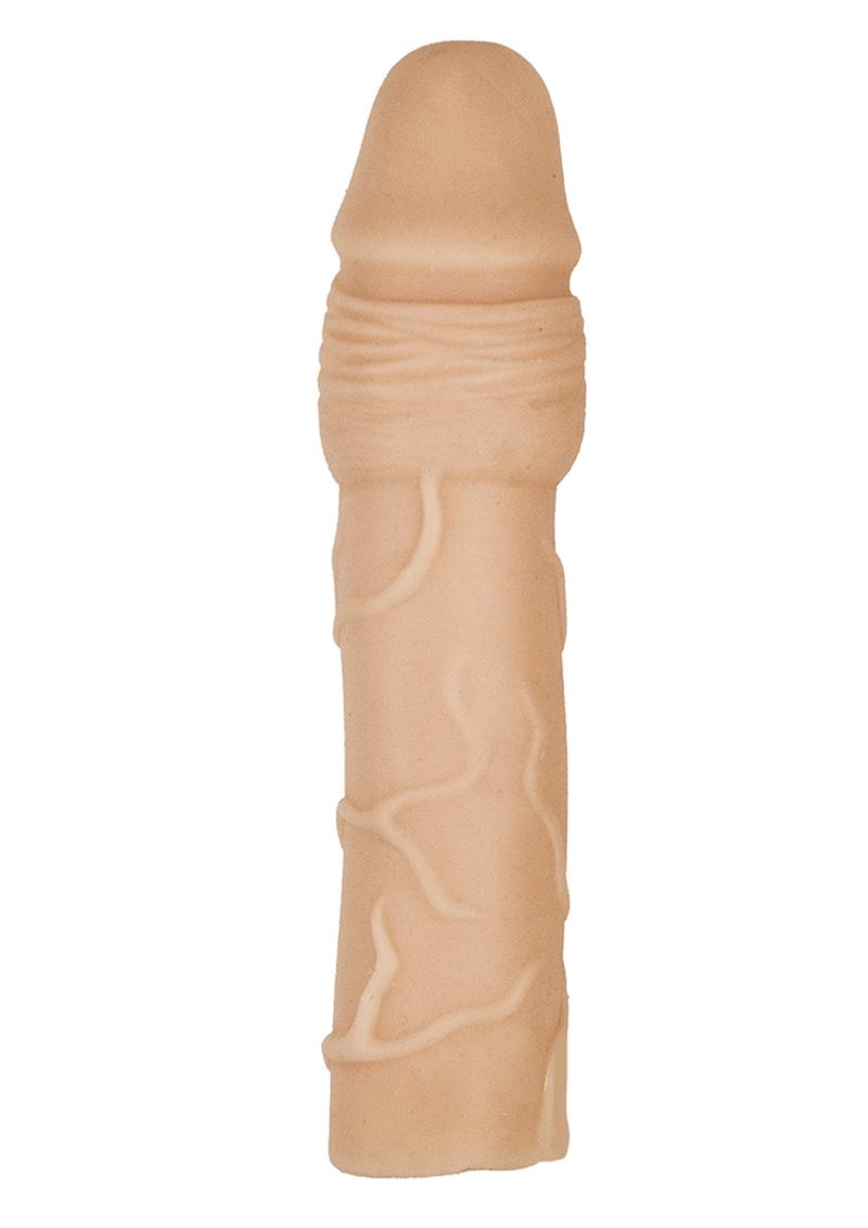 Natural Realskin Penis Xtender Vibrating Penis Extender - Flesh/Vanilla