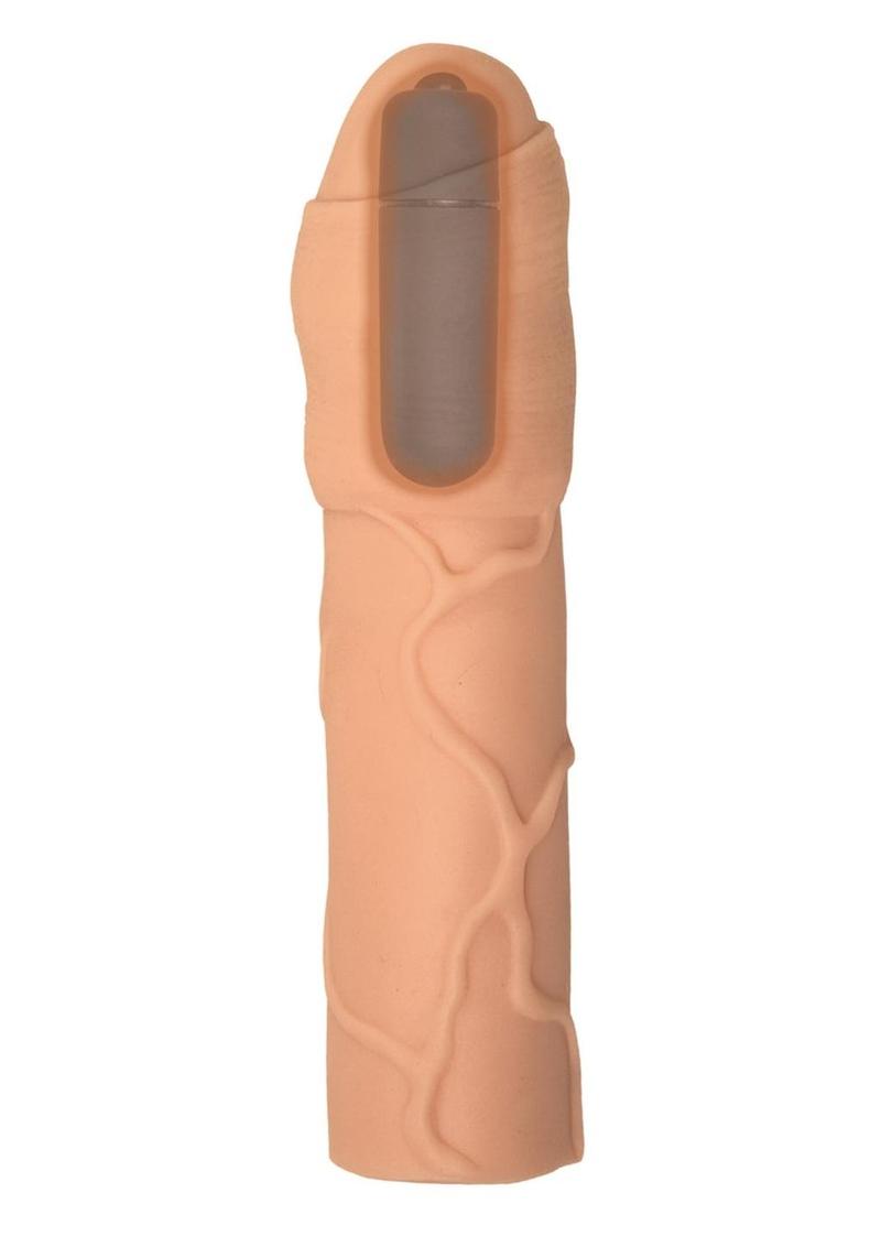 Natural Realskin Uncircumcised Xtender Vibrating Sleeve - Vanilla