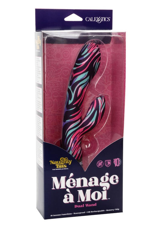 Naughty Bits Menage A Moi Silicone Rechargeable Dual Wand - Multicolor