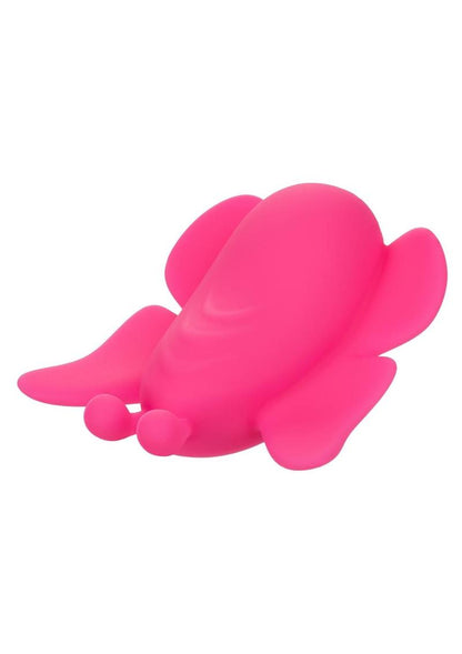Neon Vibes The Fluffer Vibe Rechargeable Silicone Butterfly Panty Vibe - Pink