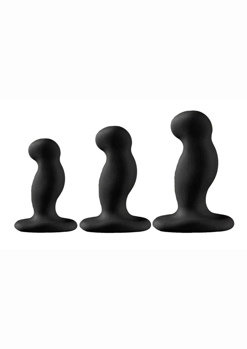 Nexus Gplaytrio+ Unisex Rechargeable Silicone Vibrator - Black - 3 Piece/Set