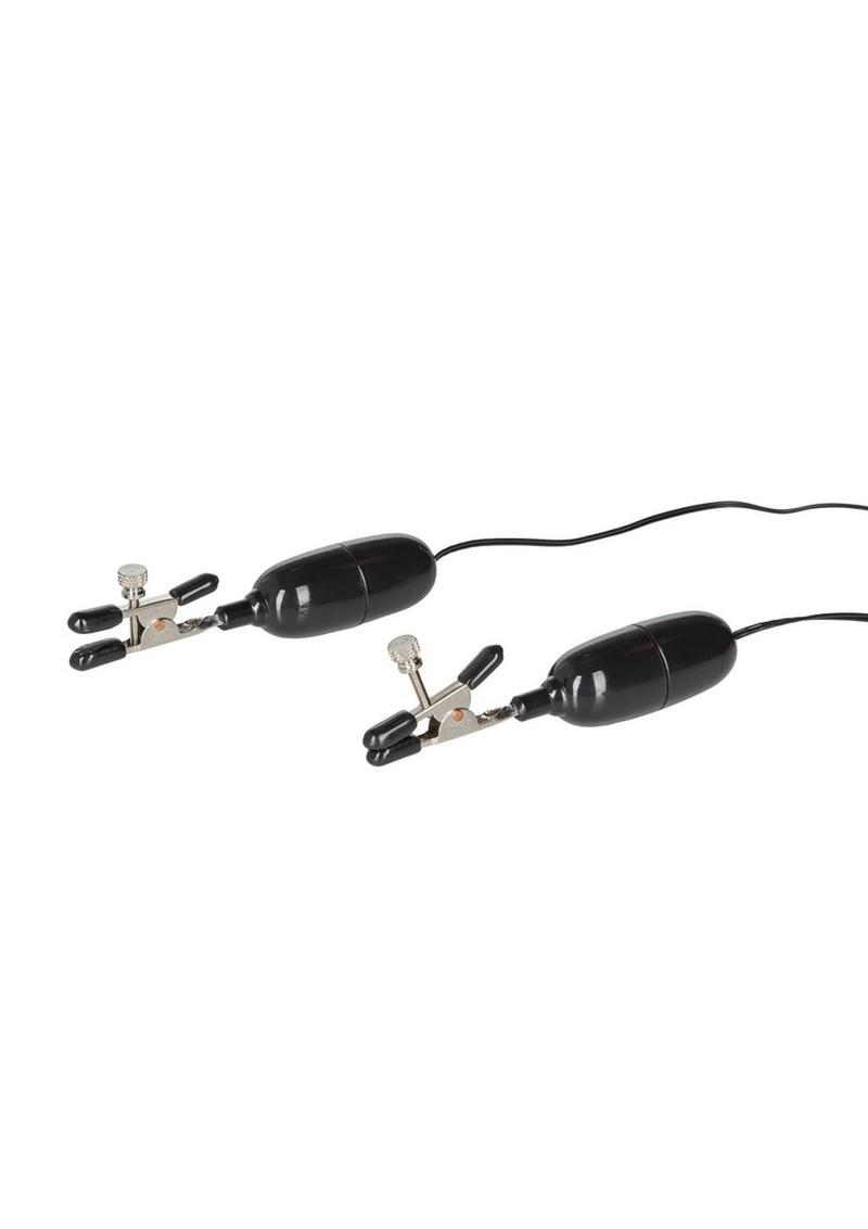 Nipple Play Vibrating Nipple Clamps with Remote - Black