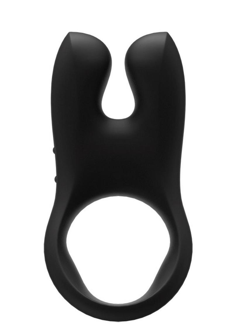 Nos Silicone Vibrating Couples Cock Ring - Black