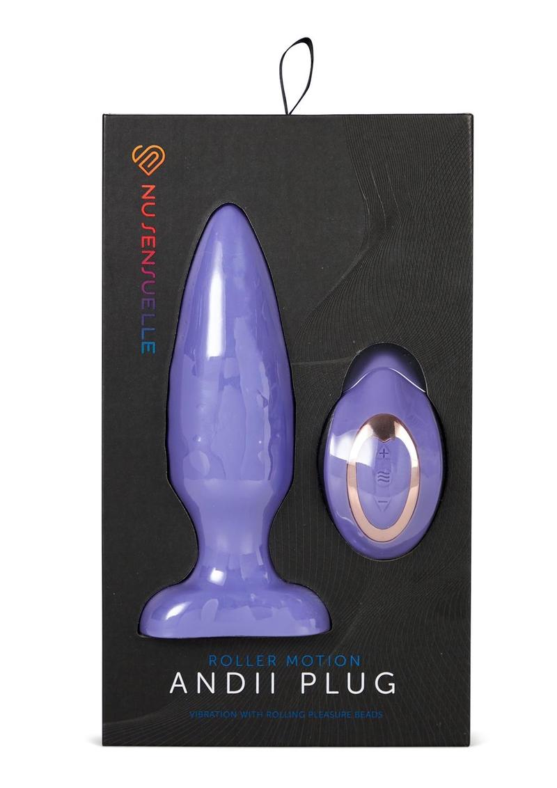 Nu Sensuelle Andii Rechargeable Silicone Plug with Roller Motion - Purple/Ultra Violet