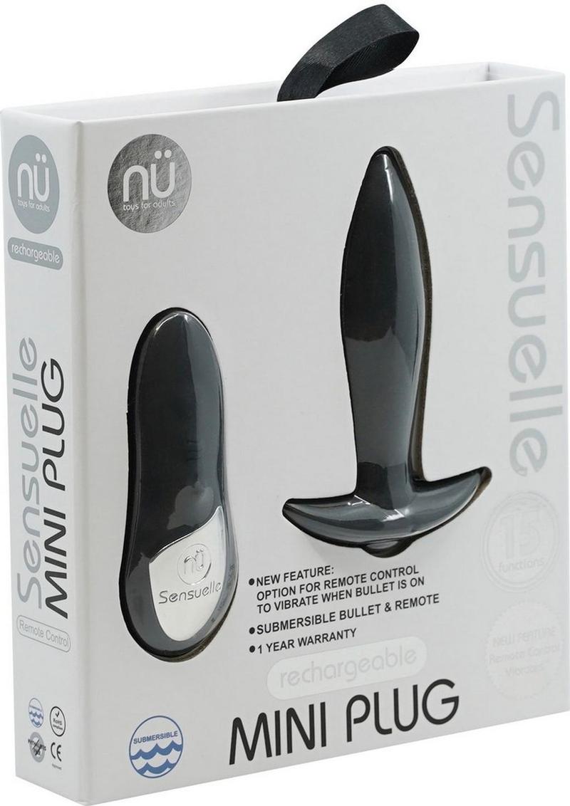 Nu Sensuelle Remote Control Mini-Plug Rechargeable Silicone Vibrating Plug - Black