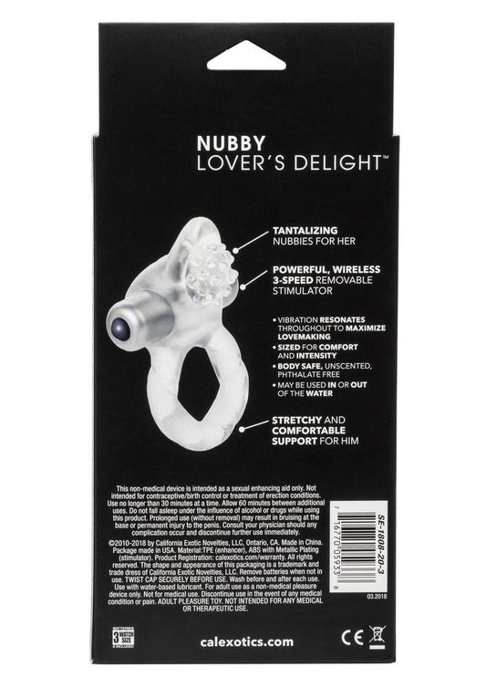 Nubby Lover's Delight Vibrating Cock Ring Cock Ring with Clitoral Stimulation - Clear