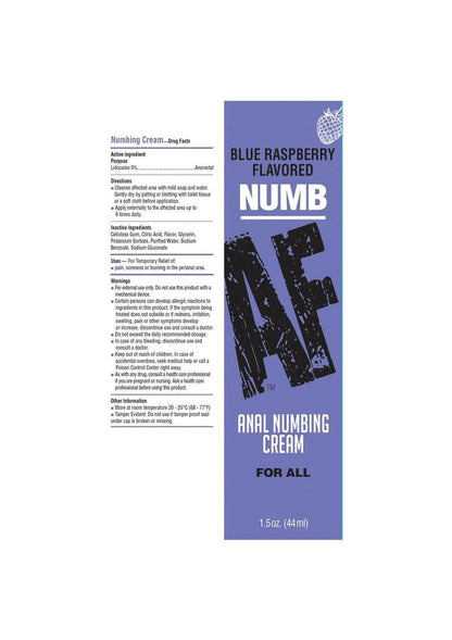 Numb AF Anal Numbing Flavored Cream - Blue Raspberry