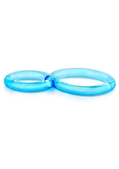 Ofinity Super Stretchy Double Silicone Cock Ring Waterproof - Blue