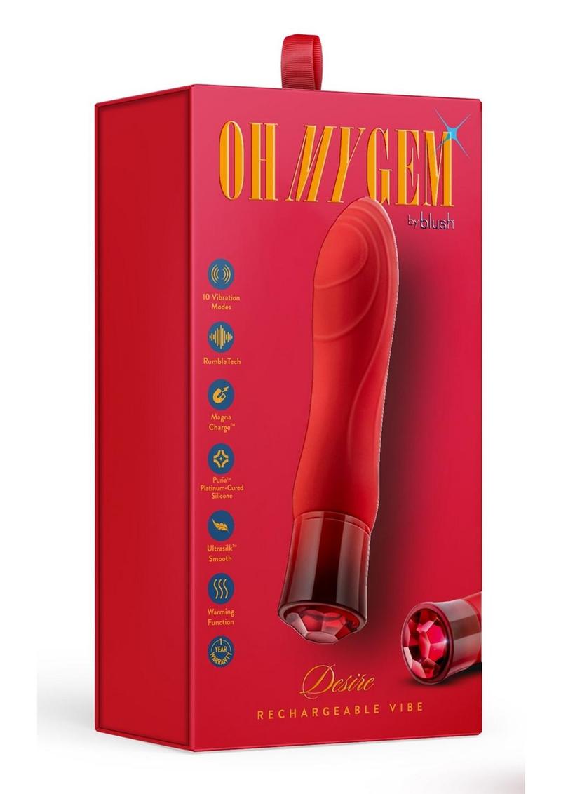 Oh My Gem Desire Rechargeable Silicone G-Spot Vibrator - Ruby - Red