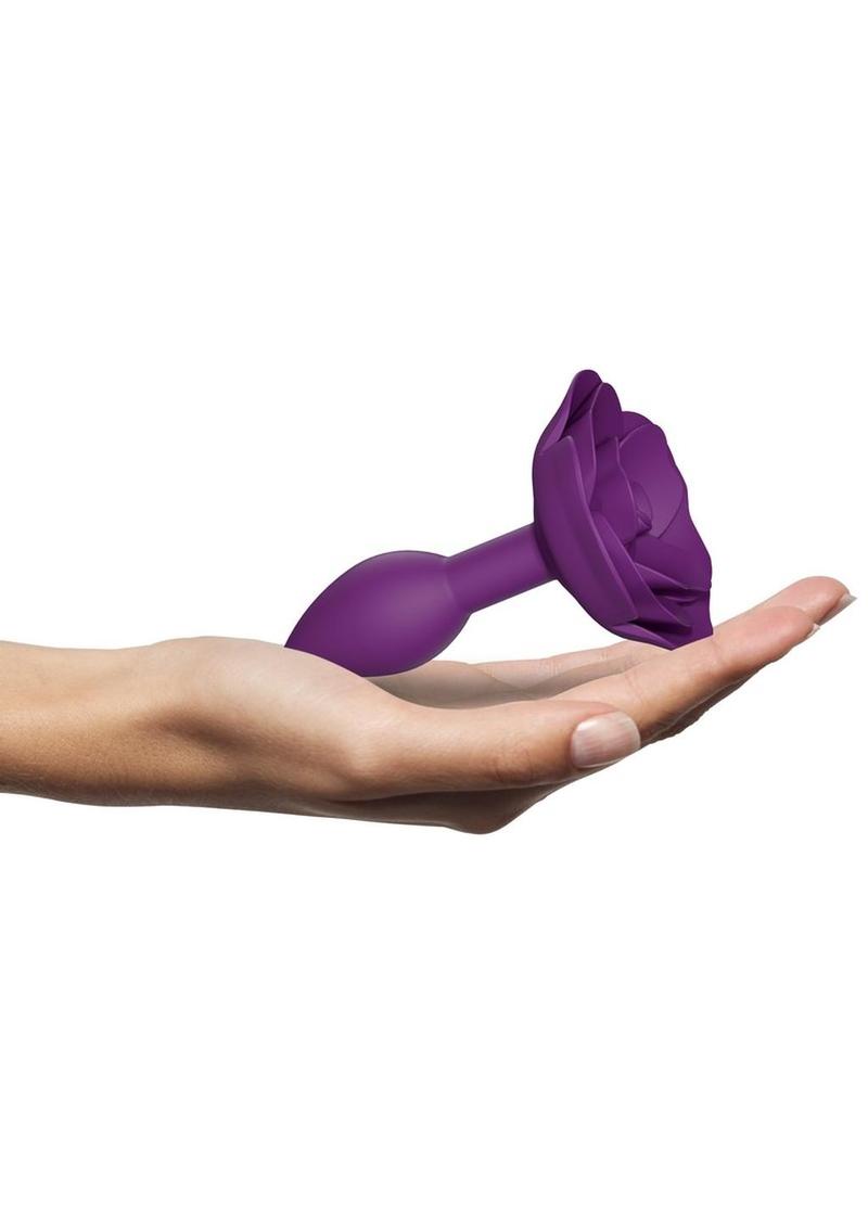 Open Roses Silicone Anal Plug - Purple/Purple Rain - Small