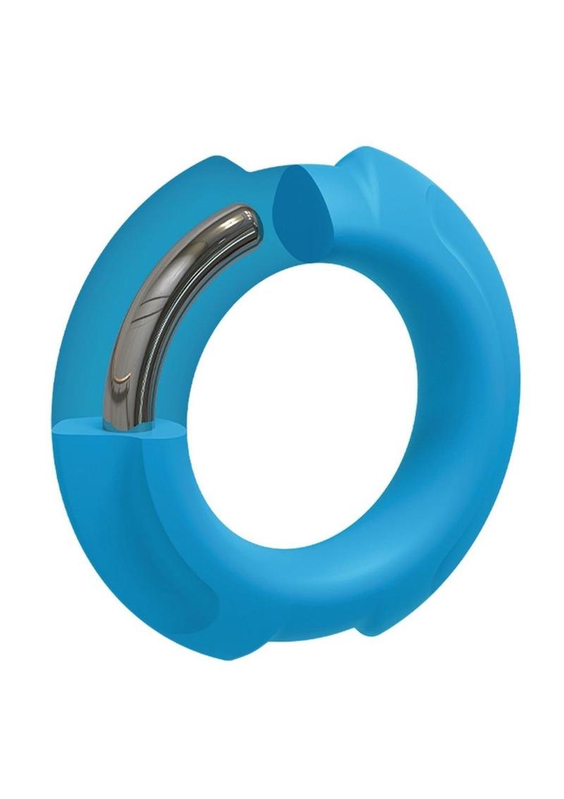 Optimale Flexisteel Soft Silicone with Inner Metal Core Cock Ring - Blue - 35mm