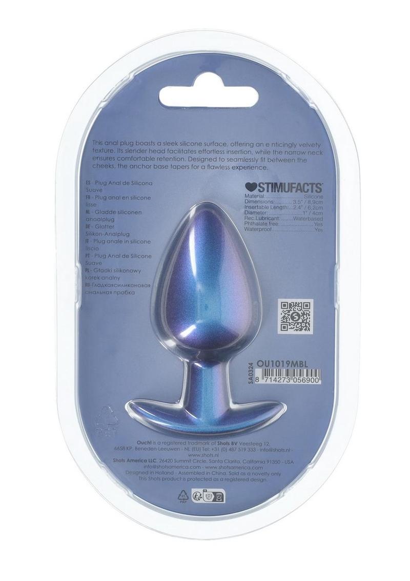 Ouch! Anal Plug Silicone - Large - Metallic - Blue - Large