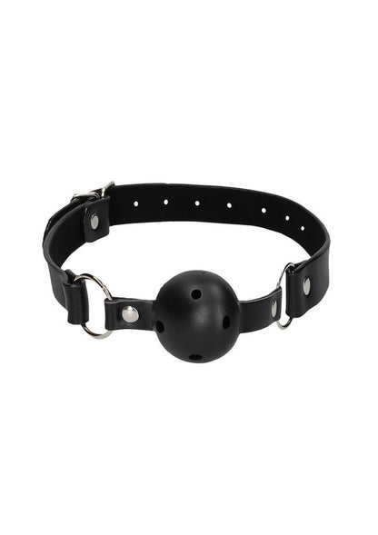 Ouch! Ball Gag with Leather Straps - Black