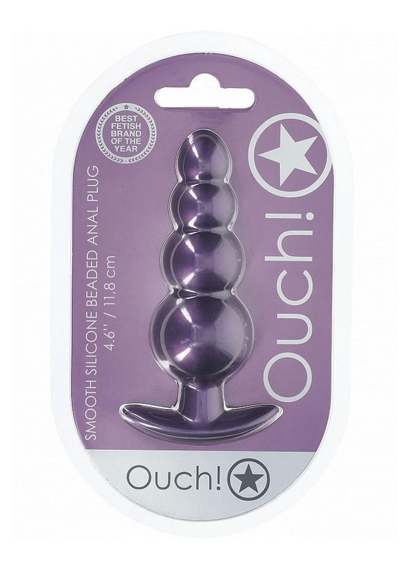 Ouch! Beaded Anal Plug Silicone - Metallic - Purple