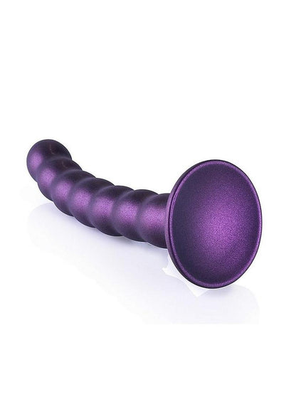 Ouch! Beaded G-Spot Silicone Dildo 6.5in - Metallic - Purple