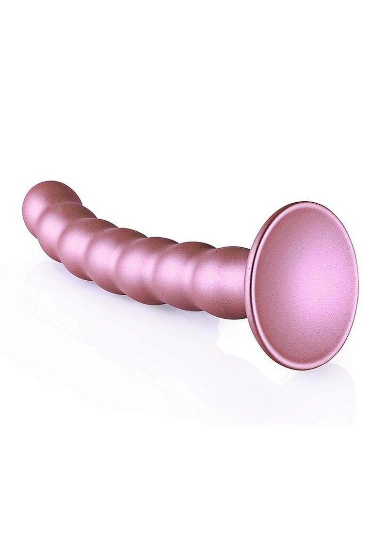 Ouch! Beaded G-Spot Silicone Dildo 6.5in - Metallic - Rose Gold