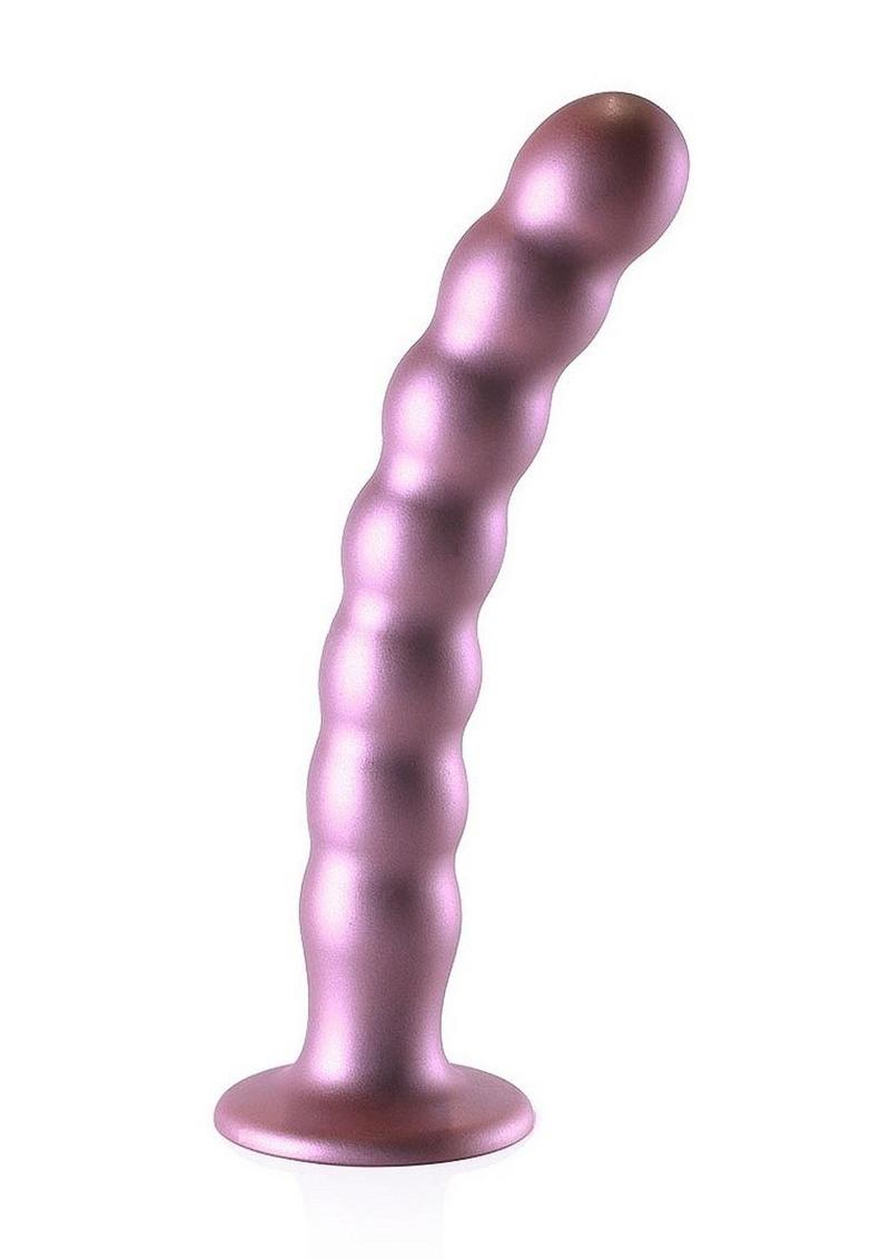 Ouch! Beaded G-Spot Silicone Dildo 8in - Metallic