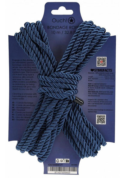 Ouch Bondage Rope 10 Meter Nylon - Blue/Navy Blue