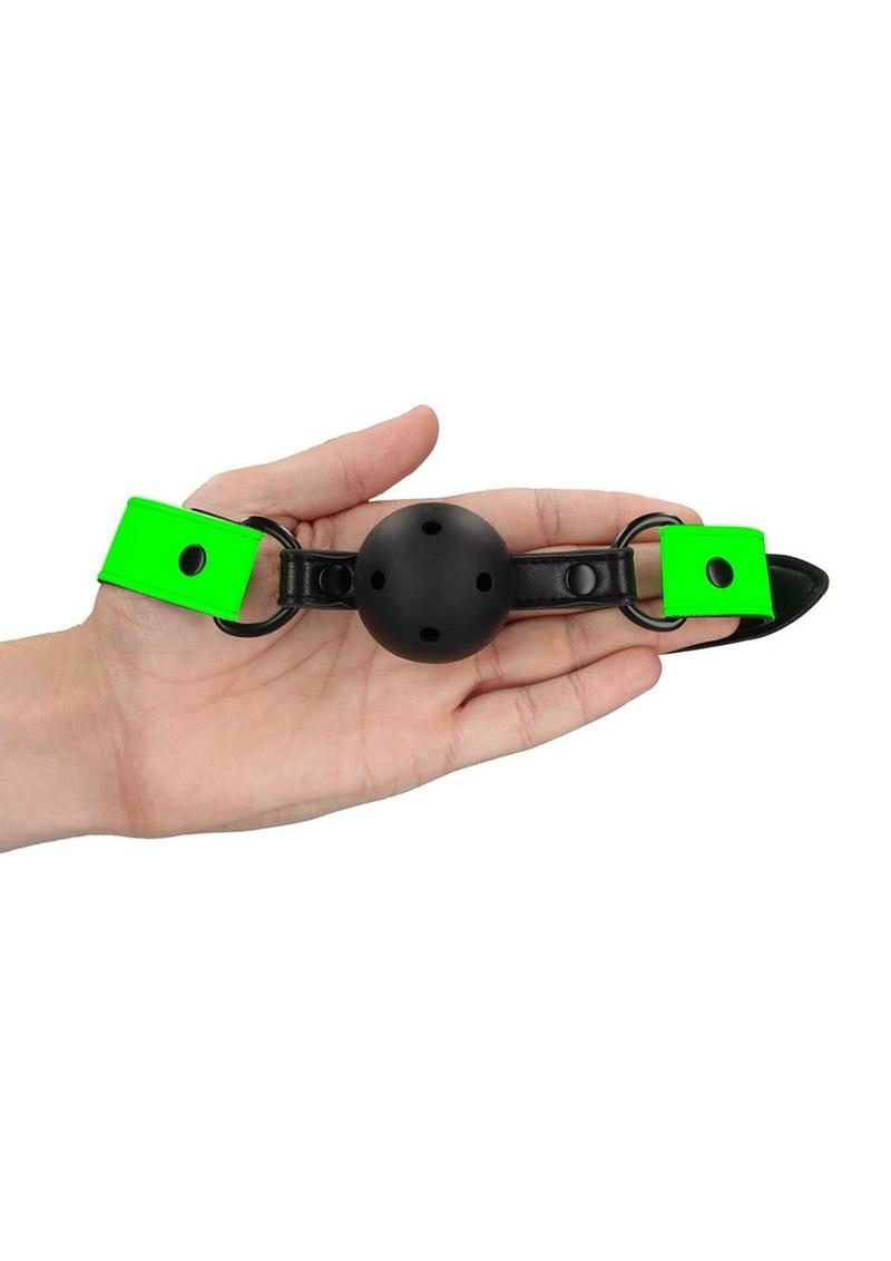 Ouch! Breathable Ball Gag - Black/Glow In The Dark/Green