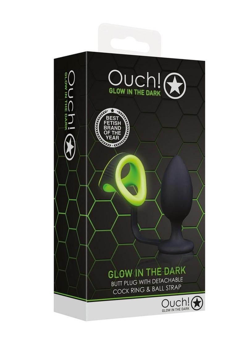 Ouch! Butt Plug with Cock Ring and Ball Strap Silicone