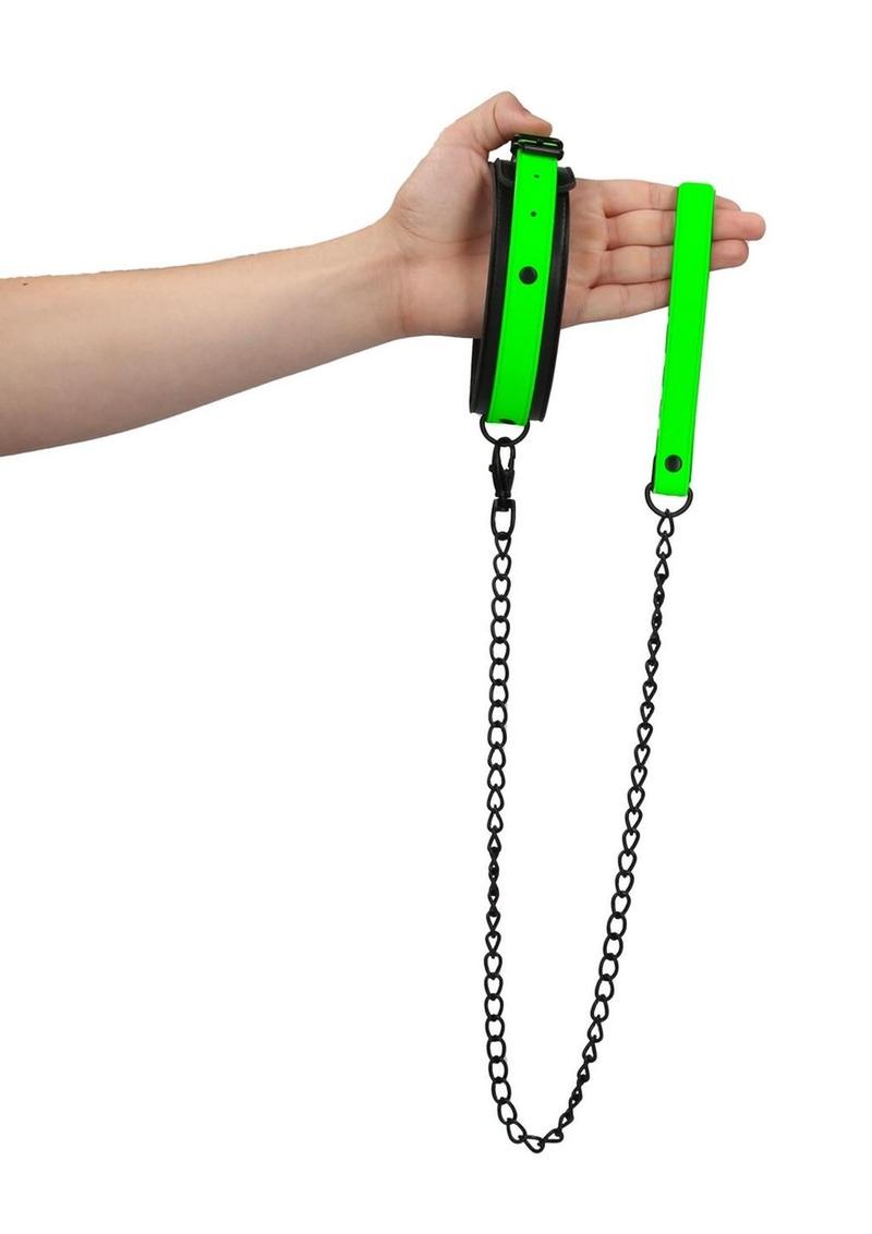 Ouch! Collar Leash - Black/Glow In The Dark/Green