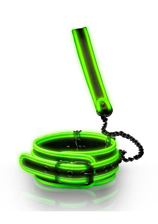 Ouch! Collar Leash - Black/Glow In The Dark/Green