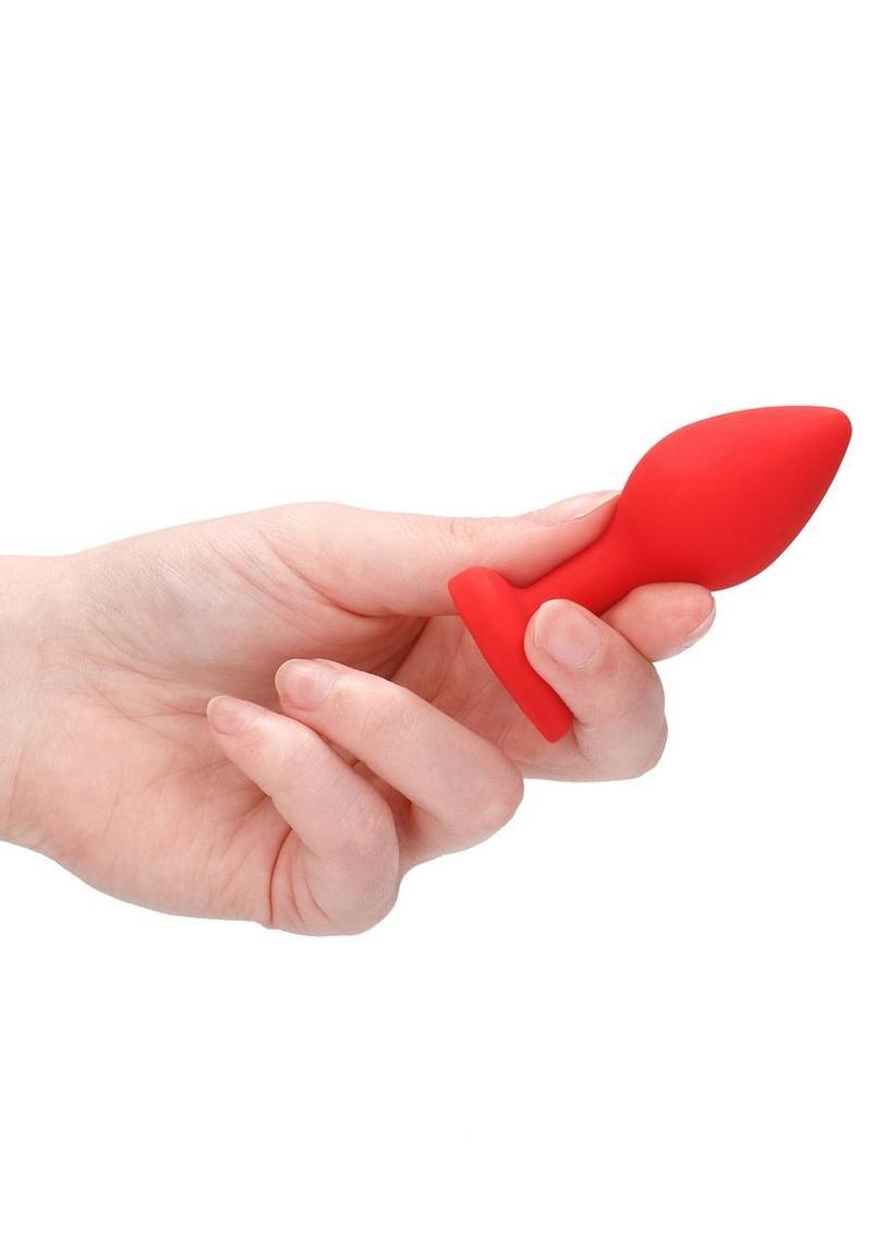 Ouch! Diamond Heart Butt Plug - Regular - Red