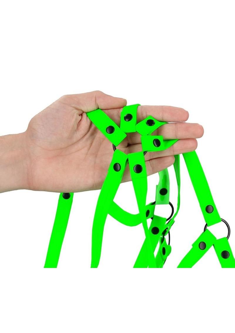 Ouch! Full Body Harness - Glow In The Dark/Green - Medium/Small