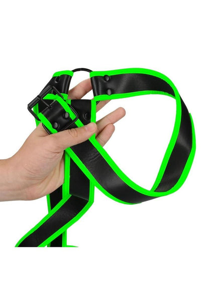 Ouch! Gladiator Harness - Black/Glow In The Dark/Green - Medium/Small