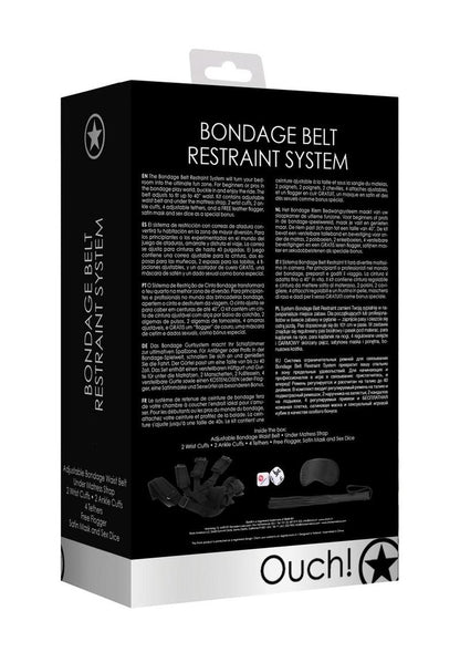 Ouch! Kits Bondage Belt Restraint System - Black - 8pc