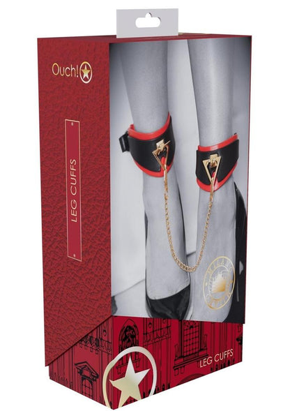 Ouch! Milan Collection Leg Cuffs - Black/Red