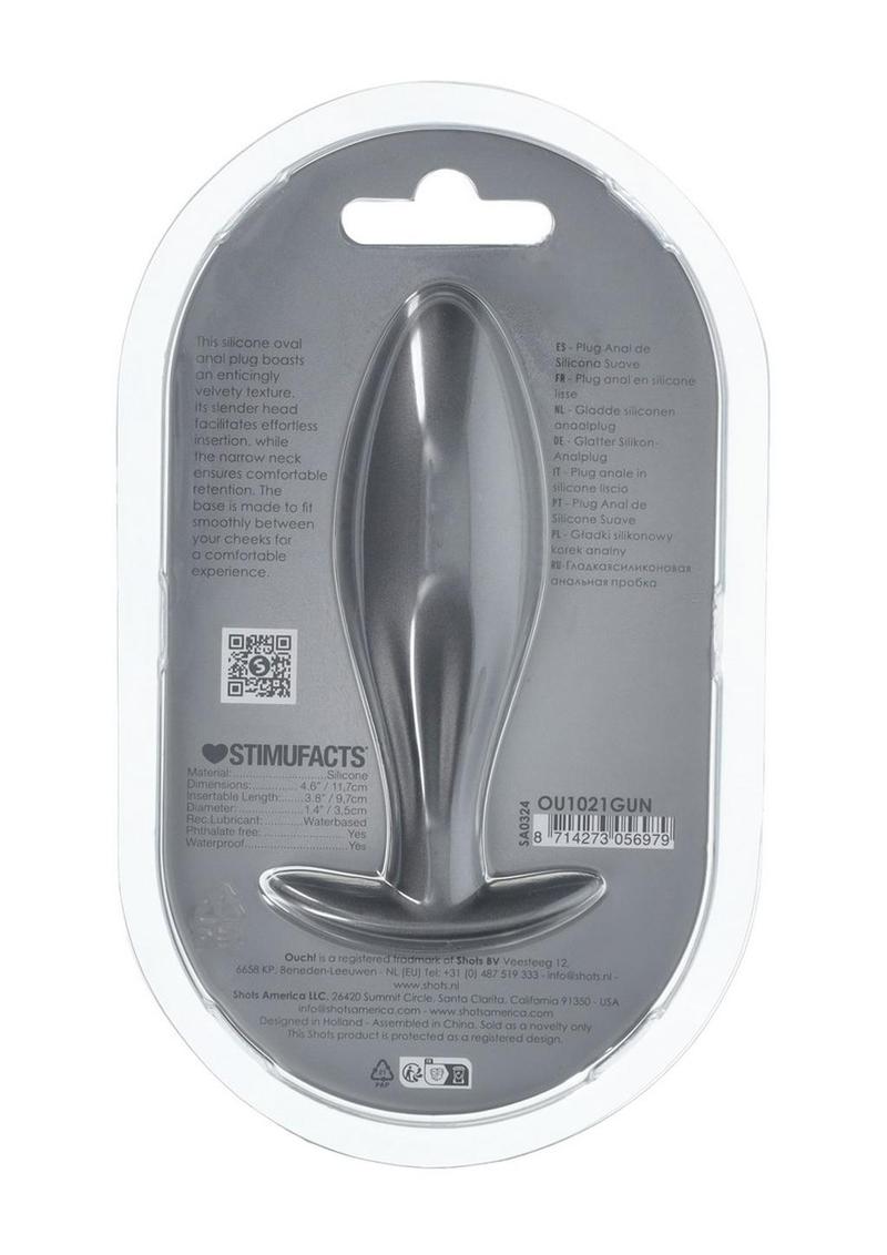 Ouch! Oval Anal Plug Silicone - Grey/Gun Metal