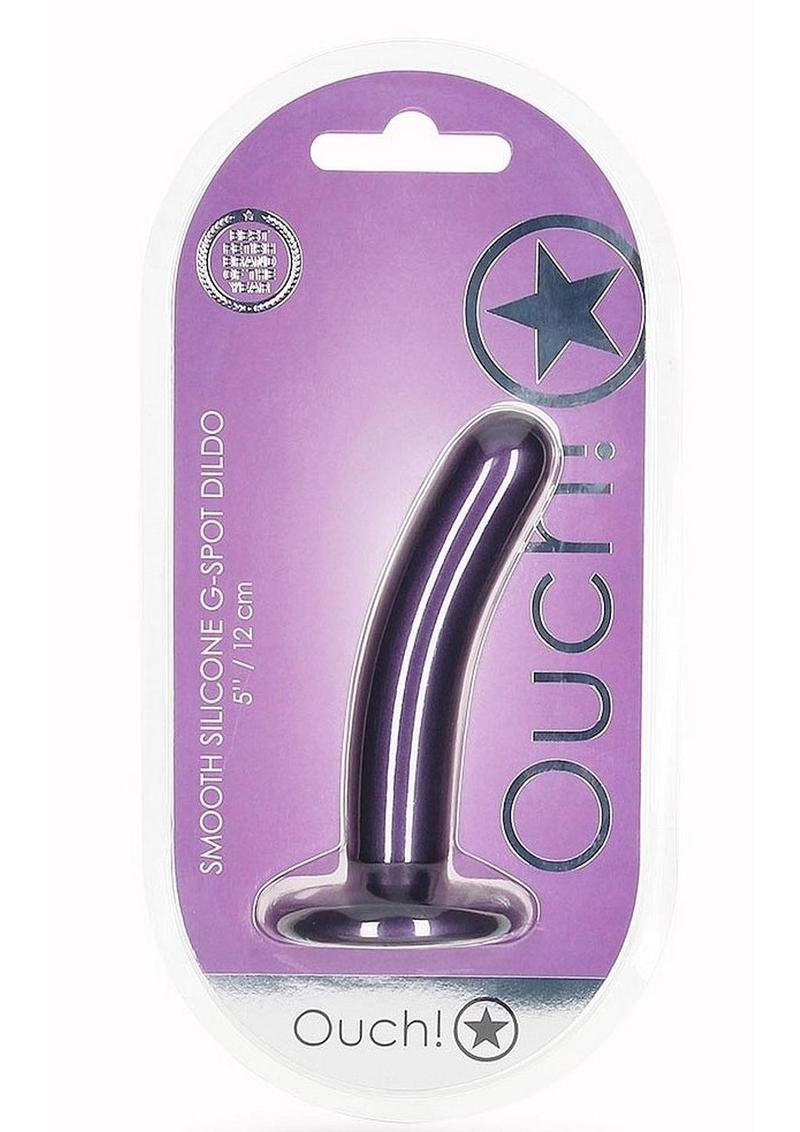 Ouch! Smooth G-Spot Silicone Dildo 5in - Metallic